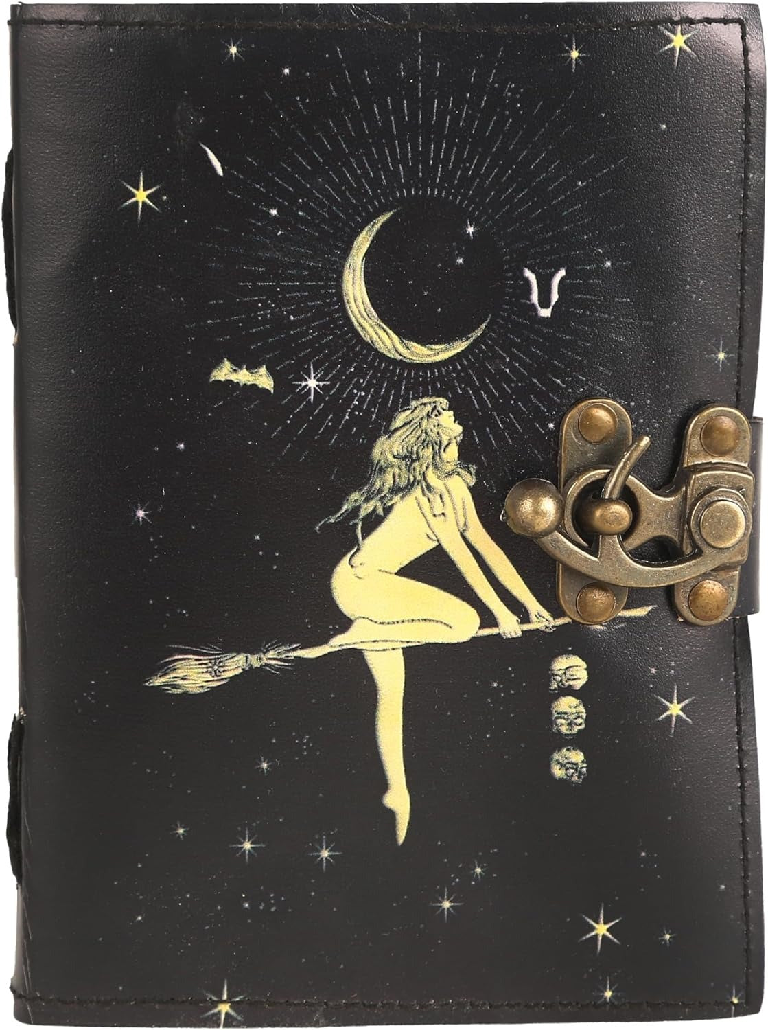 TUZECH Book of Spells Leather Bound Journal Deckle Edge Paper Grimoire Printed Diary Third Eye Notebook Spiral Gothic Notebook Antique Vintage Book for Men and Women