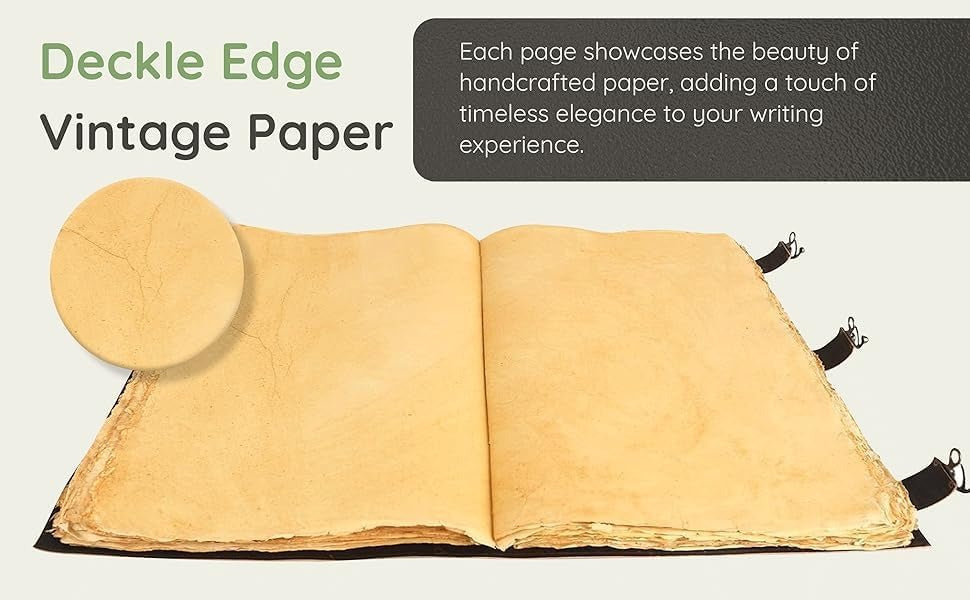 TUZECH Book of Spells Leather Bound Journal Deckle Edge Paper Grimoire Printed Diary Third Eye Notebook Spiral Gothic Notebook Antique Vintage Book for Men and Women