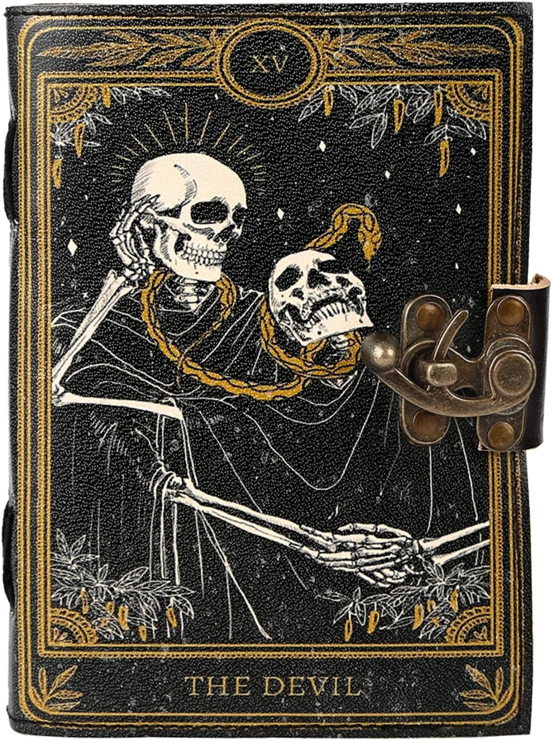 TUZECH Book of Spells Leather Bound Journal Deckle Edge Paper Grimoire Printed Diary Third Eye Notebook Spiral Gothic Notebook Antique Vintage Book for Men and Women