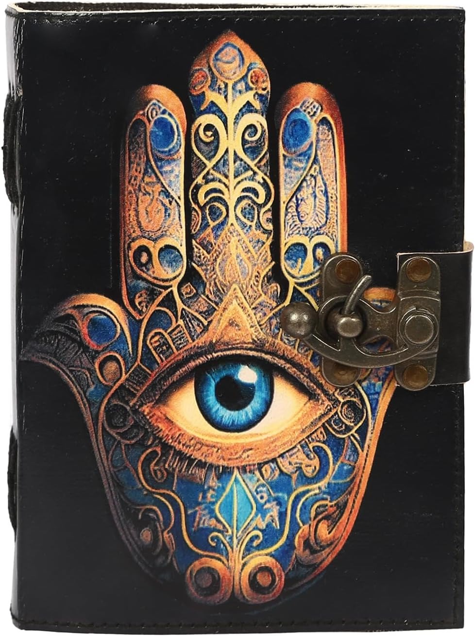 TUZECH Book of Spells Leather Bound Journal Deckle Edge Paper Grimoire Printed Diary Third Eye Notebook Spiral Gothic Notebook Antique Vintage Book for Men and Women