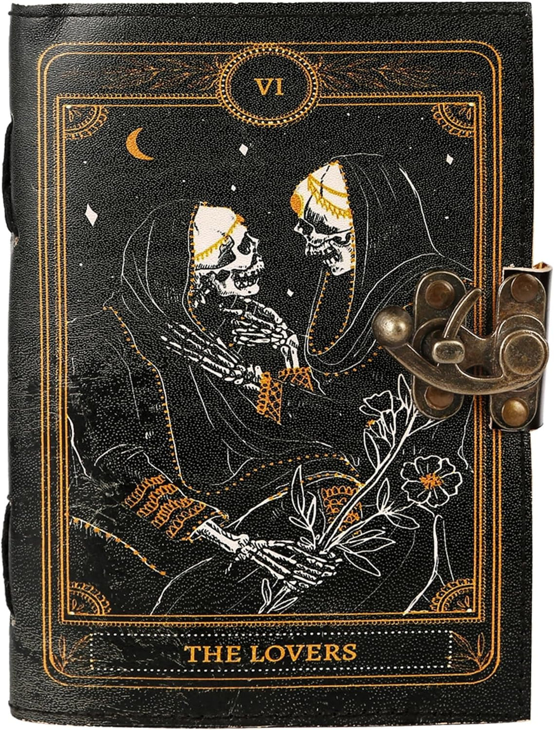 TUZECH Book of Spells Leather Bound Journal Deckle Edge Paper Grimoire Printed Diary Third Eye Notebook Spiral Gothic Notebook Antique Vintage Book for Men and Women