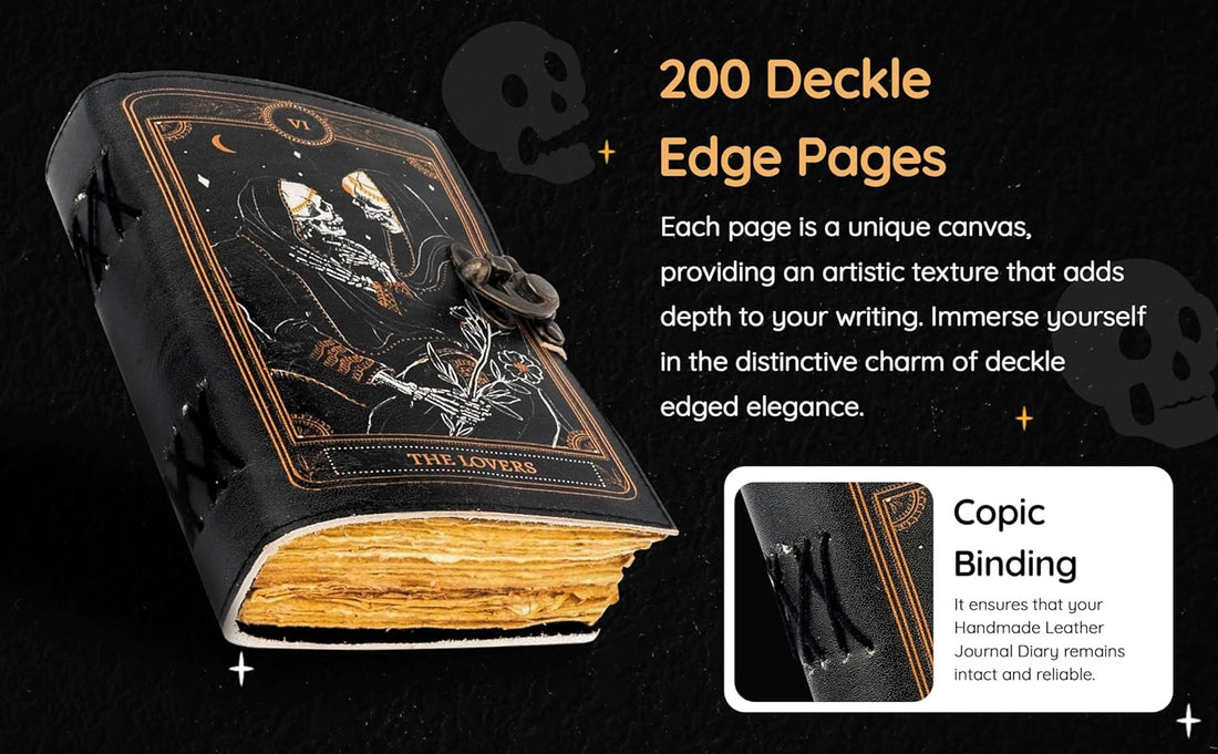 TUZECH Book of Spells Leather Bound Journal Deckle Edge Paper Grimoire Printed Diary Third Eye Notebook Spiral Gothic Notebook Antique Vintage Book for Men and Women