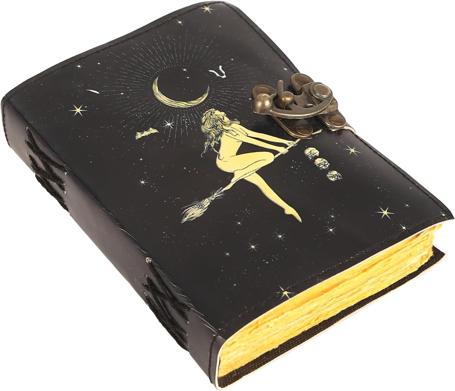 TUZECH Book of Spells Leather Bound Journal Deckle Edge Paper Grimoire Printed Diary Third Eye Notebook Spiral Gothic Notebook Antique Vintage Book for Men and Women