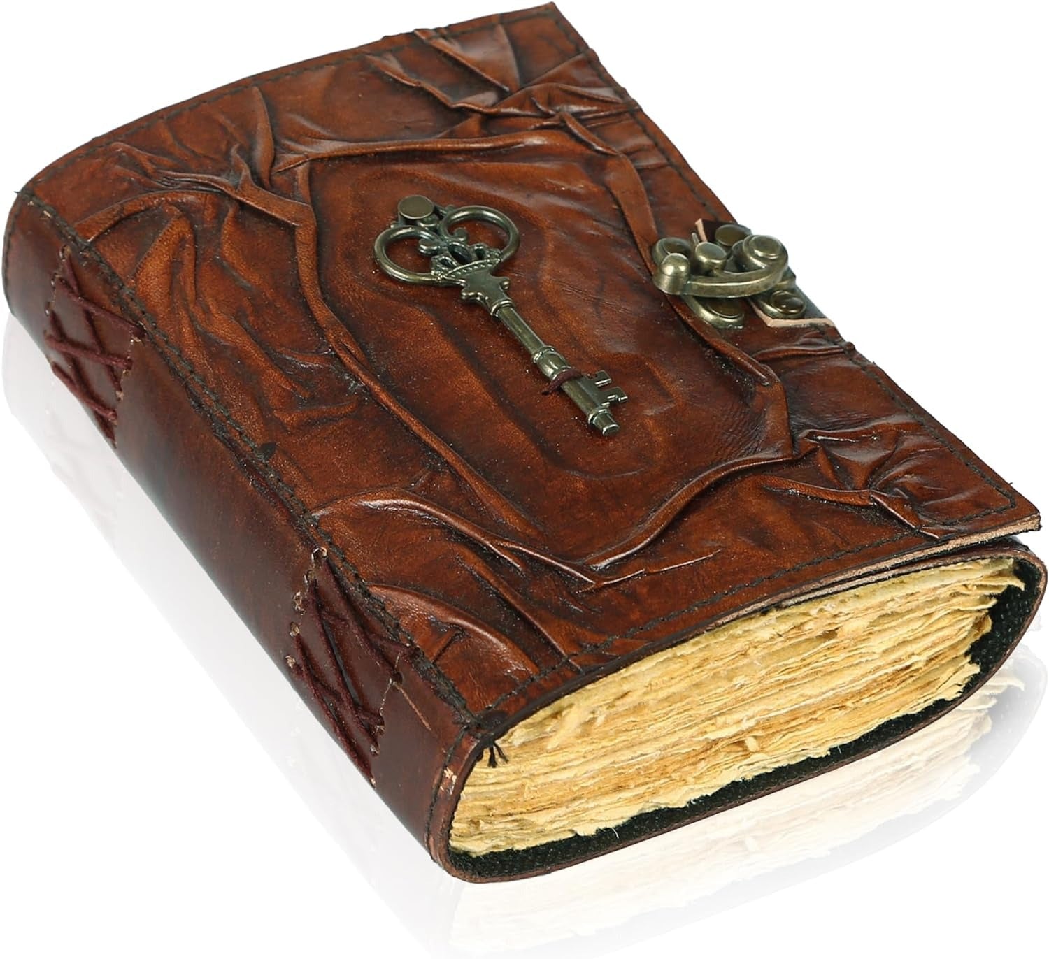 TUZECH Book of Spells Leather Bound Journal Deckle Edge Paper Grimoire Printed Diary Third Eye Notebook Spiral Gothic Notebook Antique Vintage Book for Men and Women