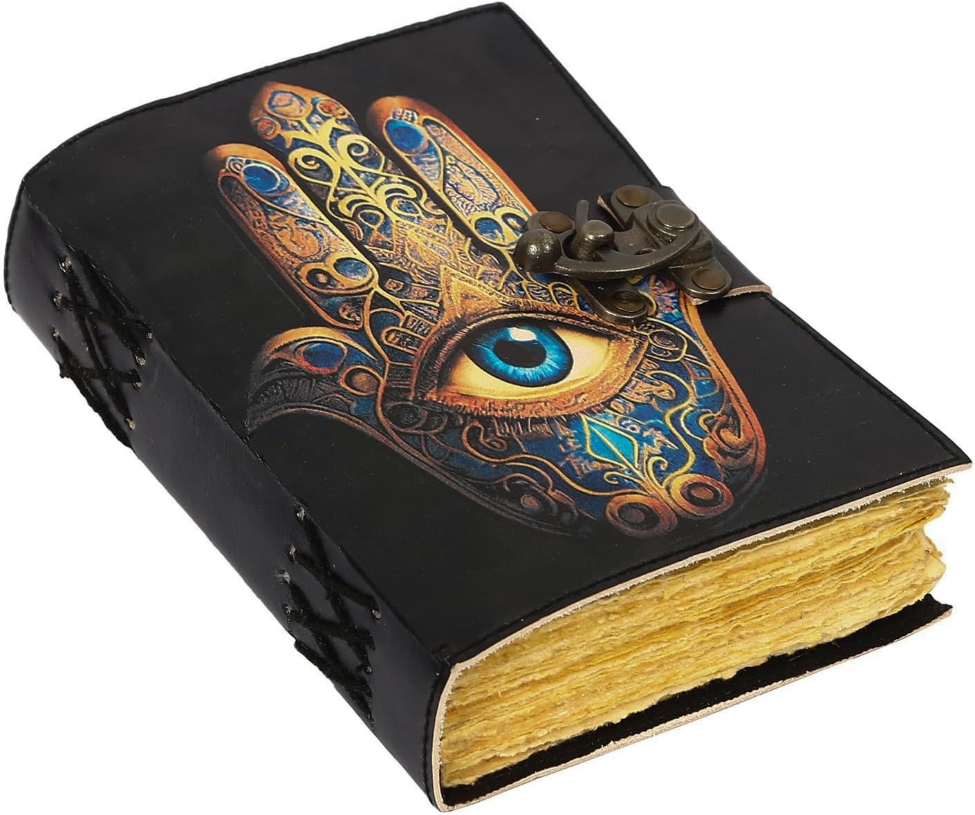 TUZECH Book of Spells Leather Bound Journal Deckle Edge Paper Grimoire Printed Diary Third Eye Notebook Spiral Gothic Notebook Antique Vintage Book for Men and Women