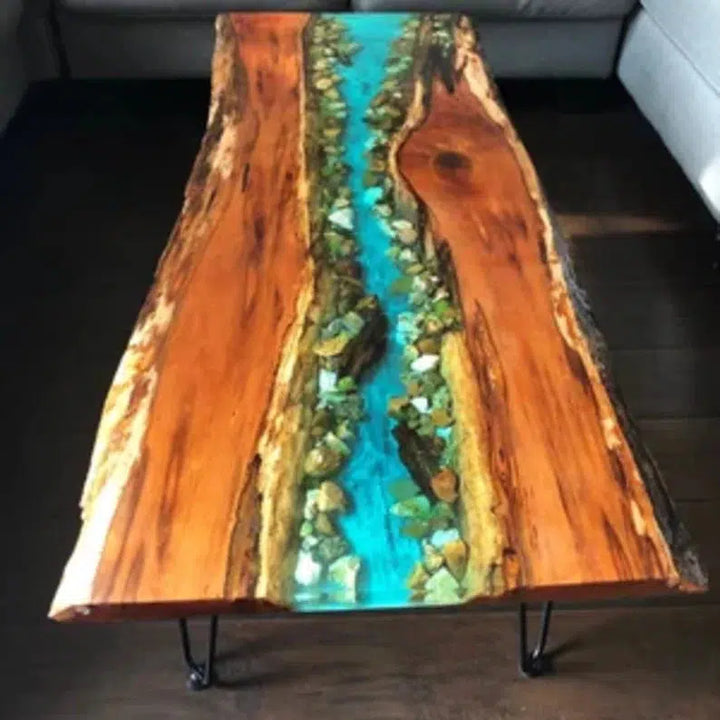 Personalized LARGE EPOXY TABLE, Resin Dining Table For 2 , 4 , 6, 8 River Dining Table Top, Wood Epoxy Coffee Table Top, Living Room Table Top-Tuzech store