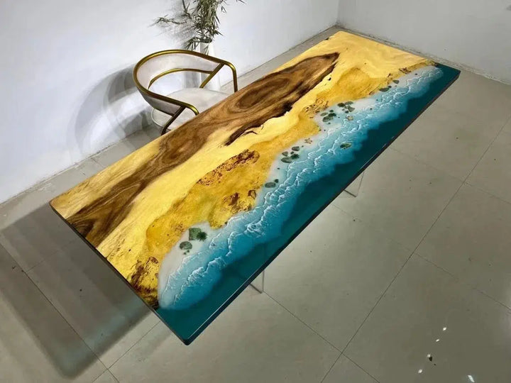 Personalized LARGE EPOXY TABLE, Resin Dining Table For 2 , 4 , 6, 8 River Dining Table Top, Wood Epoxy Coffee Table Top, Living Room Table-Tuzech store