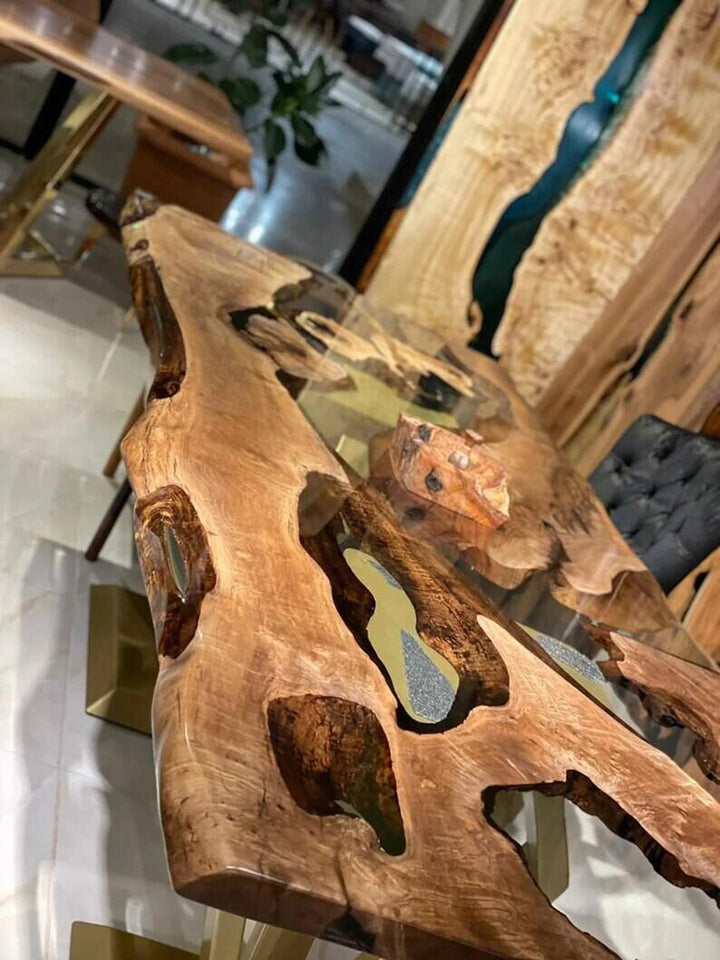 Personalized LARGE EPOXY TABLE, Resin Dining Table For 2 , 4 , 6, 8 River Dining Table Top, Wood Epoxy Coffee Table Top, Living Room Table-Tuzech store