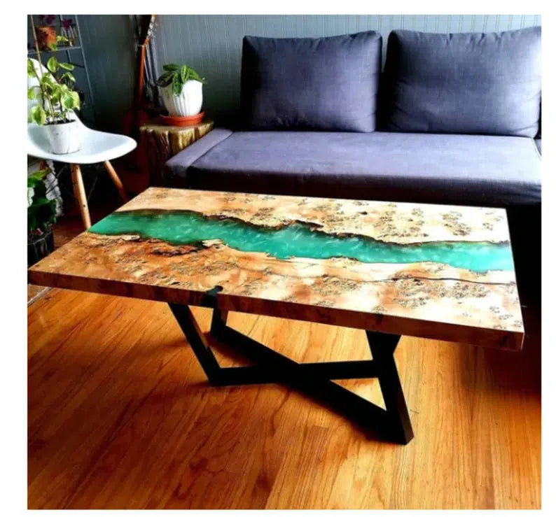 Personalized LARGE EPOXY TABLE, Resin Dining Table For 2 , 4 , 6, 8 River Dining Table Top, Wood Epoxy Coffee Table Top, Living Room Table-Tuzech store