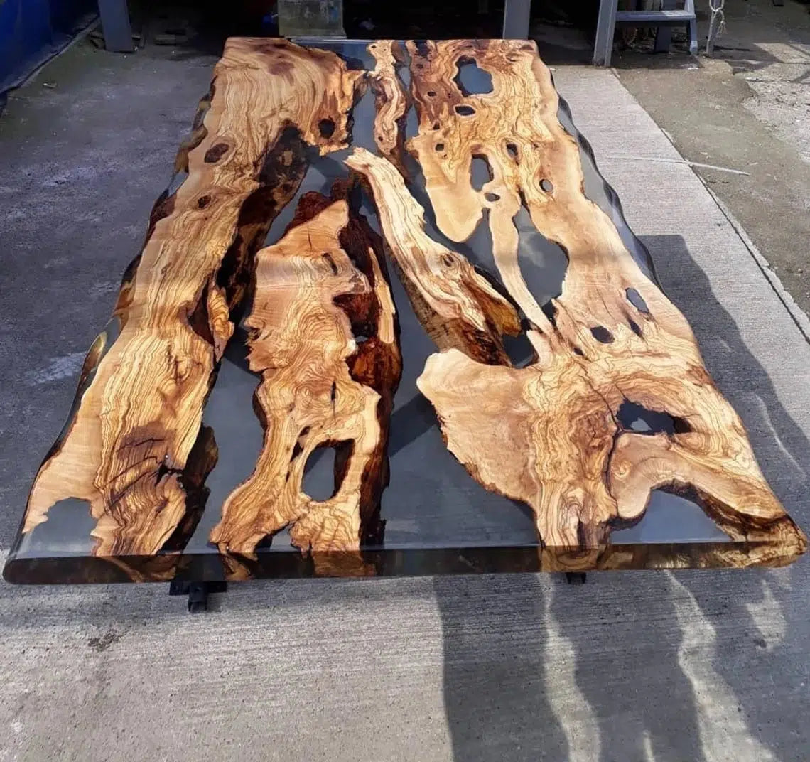 Personalized LARGE EPOXY TABLE, Resin Dining Table For 2 , 4 , 6, 8 River Dining Table Top, Wood Epoxy Coffee Table Top, Living Room Table-Tuzech store
