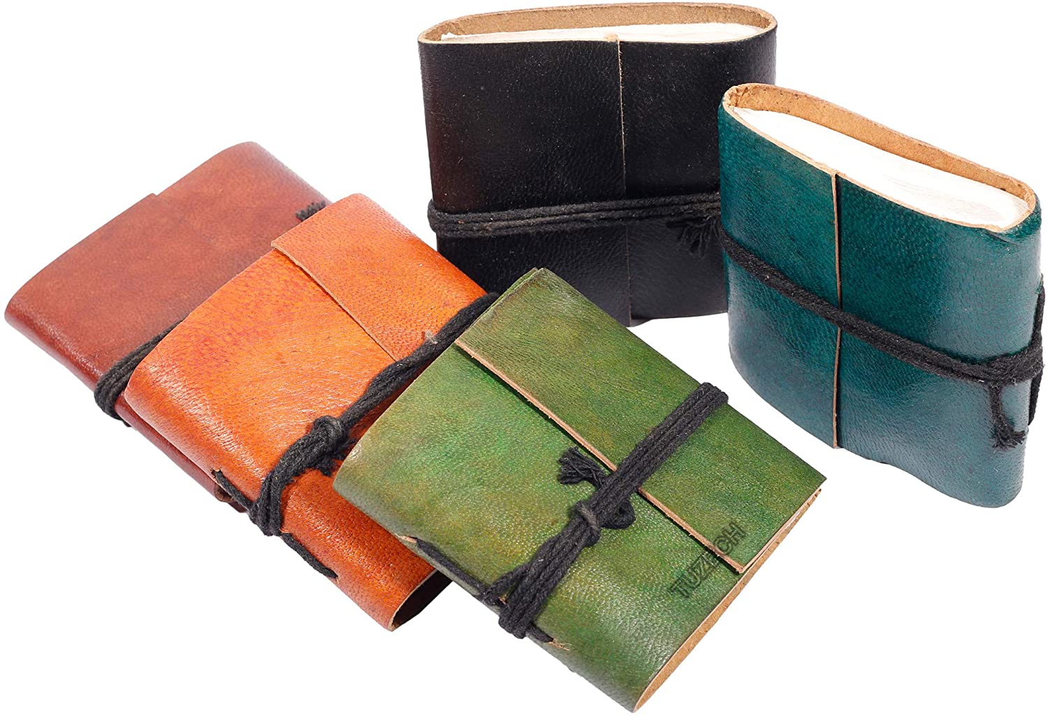 Tuzech Handmade Goat Leather Set of 5 Mini Scrapbook Writing Journal Notebook Embossed Travel Notebook Mens & women Personal Small Diary Leather Bound Colorfull Journal Gift Set (Set Of 5)-Tuzech store
