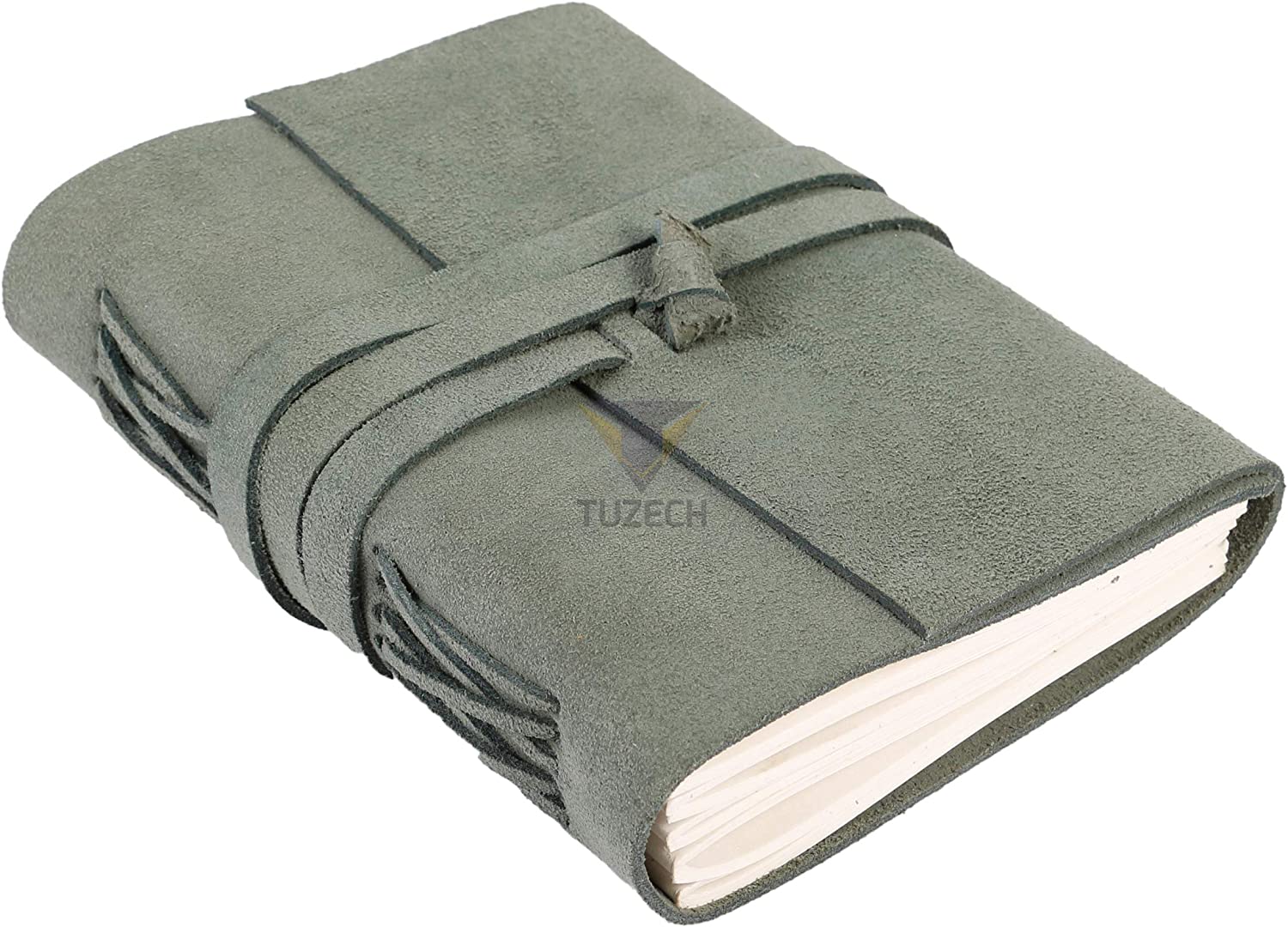 Tuzech Leather Journal Large Writing Notebook - Handmade Leather Bound Journal For Women and Men Gift For Art Sketchbook, Travel Diary And Notebooks To Write In 7 by 5 Inches (Premium Soothing Green)-Tuzech store