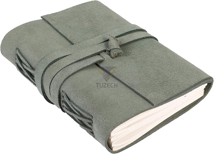Tuzech Leather Journal Large Writing Notebook - Handmade Leather Bound Journal For Women and Men Gift For Art Sketchbook, Travel Diary And Notebooks To Write In 7 by 5 Inches (Premium Soothing Green)-Tuzech store