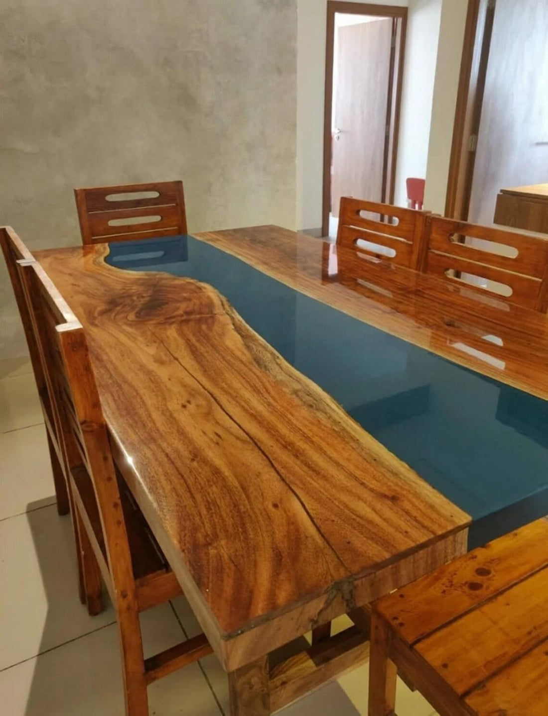 Personalized LARGE EPOXY TABLE, Resin Dining Table For 2 , 4 , 6, 8 River Dining Table Top, Wood Epoxy Coffee Table Top, Living Room Table-Tuzech store