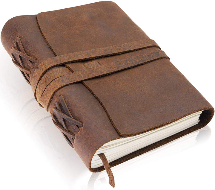 TUZECH Classic Vintage Leather Journal Notebook Rustic Handmade Vintage Leather Bound Journals for Men and Women - Kraft Lined Paper Leather Book Diary Pocket Notebook With line (8" x 6" Inches)-Tuzech store