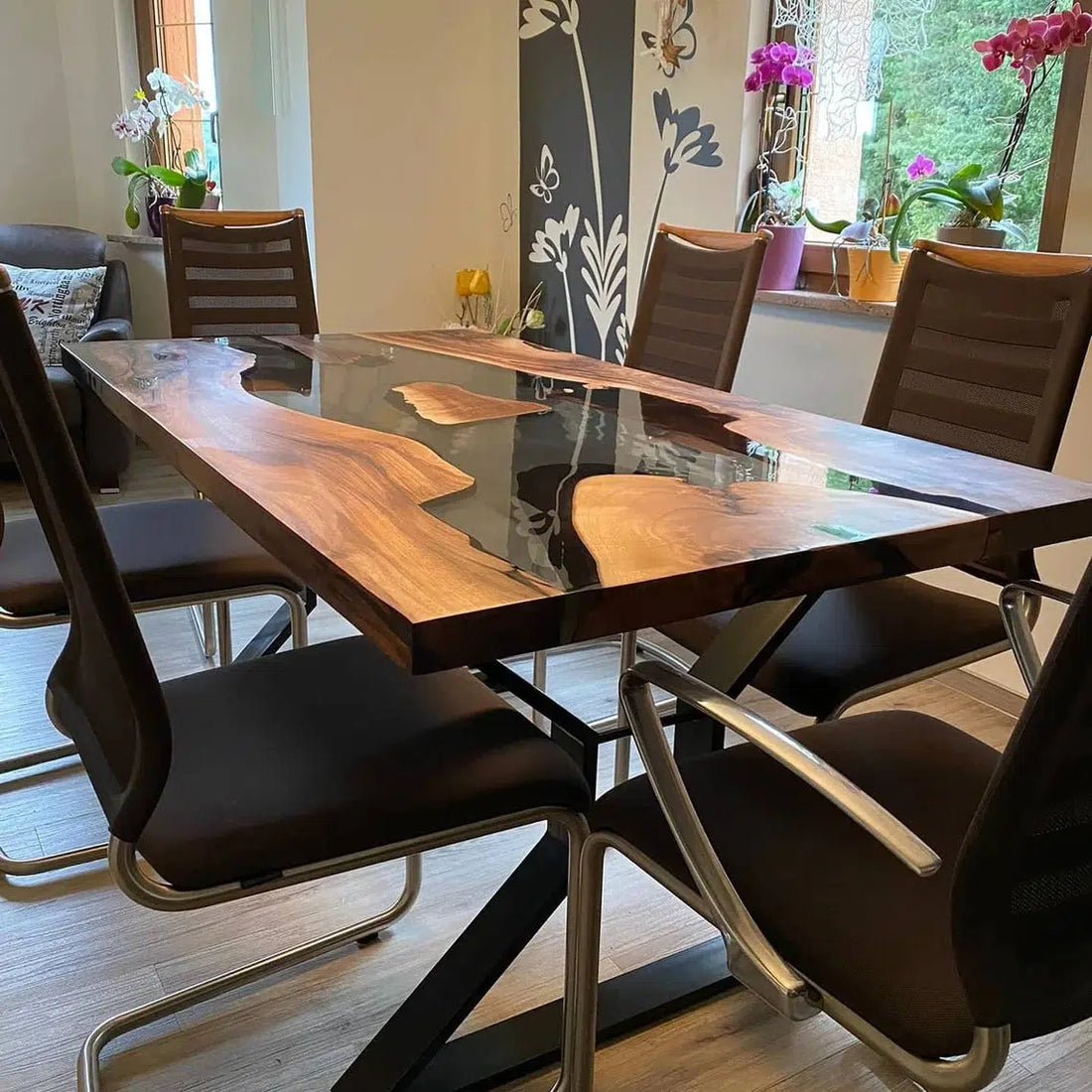 Personalized LARGE EPOXY TABLE, Resin Dining Table For 2 , 4 , 6, 8 River Dining Table Top, Wood Epoxy Coffee Table Top, Living Room Table-Tuzech store