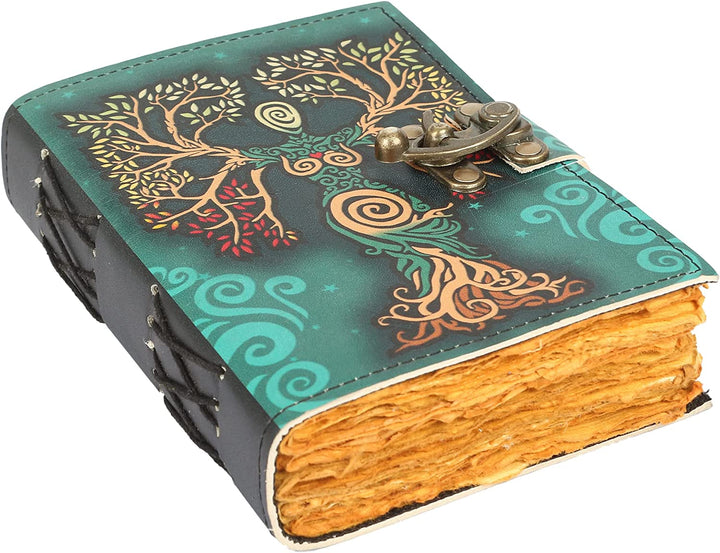 Tuzech Blank Spell Book Of Shadows Journal With Lock Clasp Prop Vintage Handmade Leather Diary For Women Men Gift Embossed Prayer Pagan Antique Witchcraft Wiccan Notebook Daily 7 Inches-Tuzech store