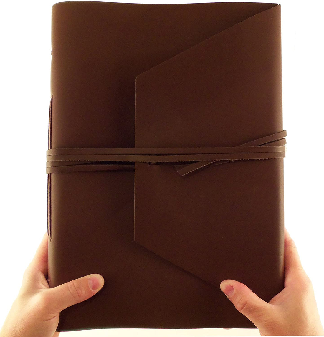 Large Genuine Leather Expedition Journal / Sketchbook - 380 Pages - 9" x 12" - Vintage Style - Rich Dark Brown-Tuzech store