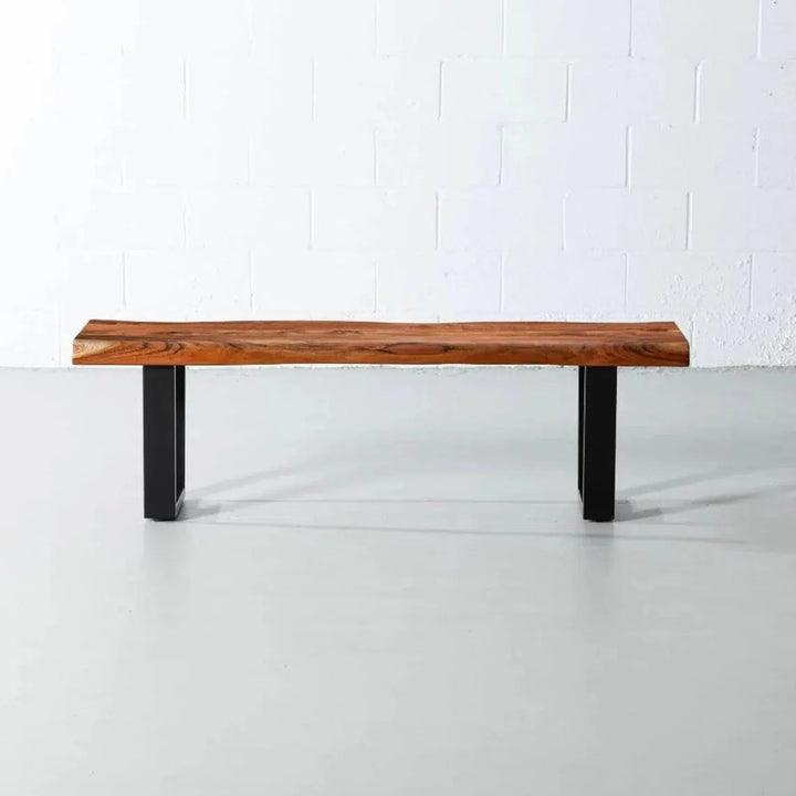Personalized LARGE live edge stool, Wooden Live Edge Bench, Bedroom Bench, Modern, Live Edge Bench, Wood Bench, with 16.5" U Shaped Legs-Tuzech store