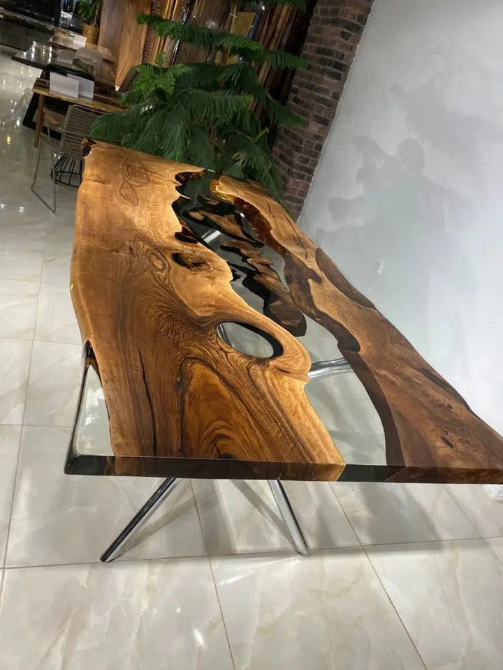 Personalized LARGE EPOXY TABLE, Resin Dining Table For 2 , 4 , 6, 8 River Dining Table Top, Wood Epoxy Coffee Table Top, Living Room Table Top-Tuzech store