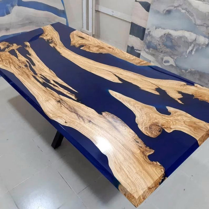 Personalized LARGE EPOXY TABLE, Resin Dining Table For 2 , 4 , 6, 8 River Dining Table Top, Wood Epoxy Coffee Table Top, Living Room Table-Tuzech store