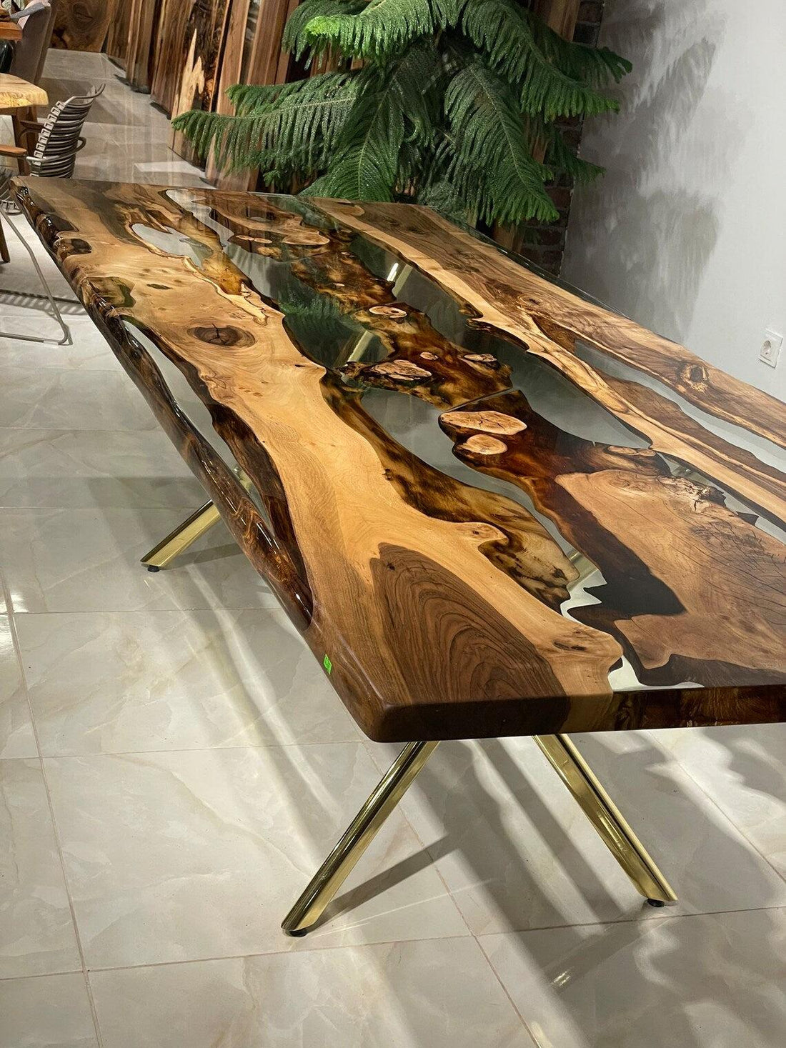 Personalized LARGE EPOXY TABLE, Resin Dining Table For 2 , 4 , 6, 8 River Dining Table Top, Wood Epoxy Coffee Table Top, Living Room Table-Tuzech store