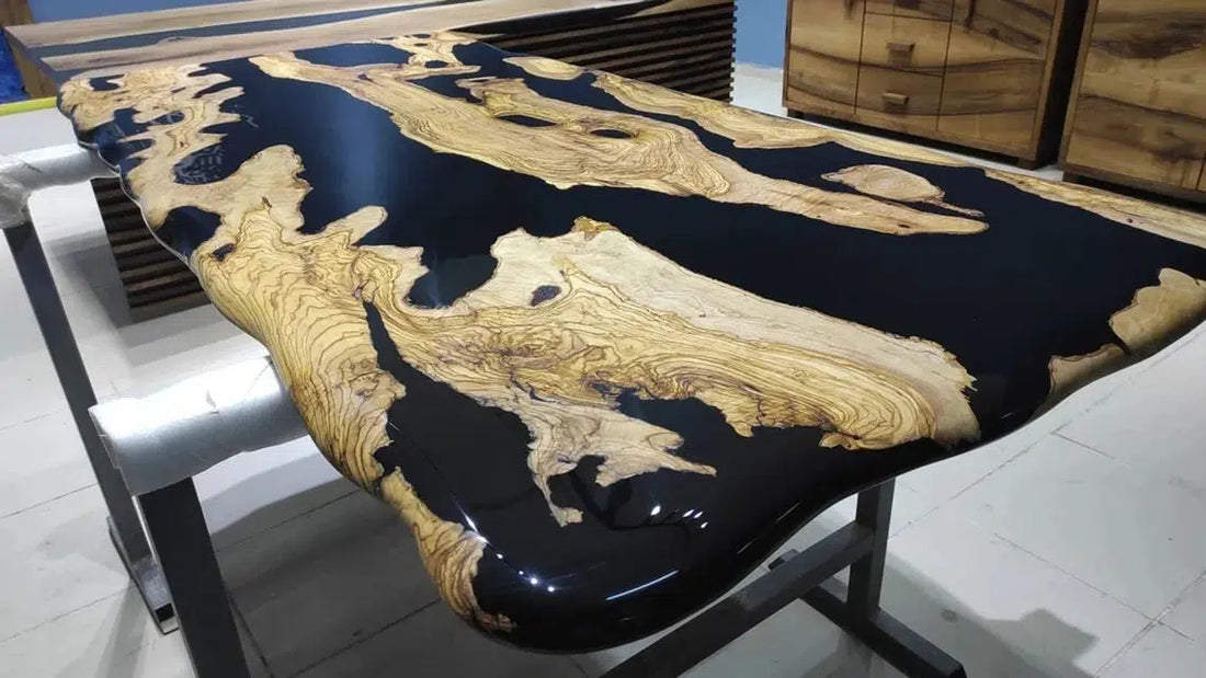 Personalized LARGE EPOXY TABLE, Resin Dining Table For 2 , 4 , 6, 8 River Dining Table Top, Wood Epoxy Coffee Table Top, Living Room Table-Tuzech store