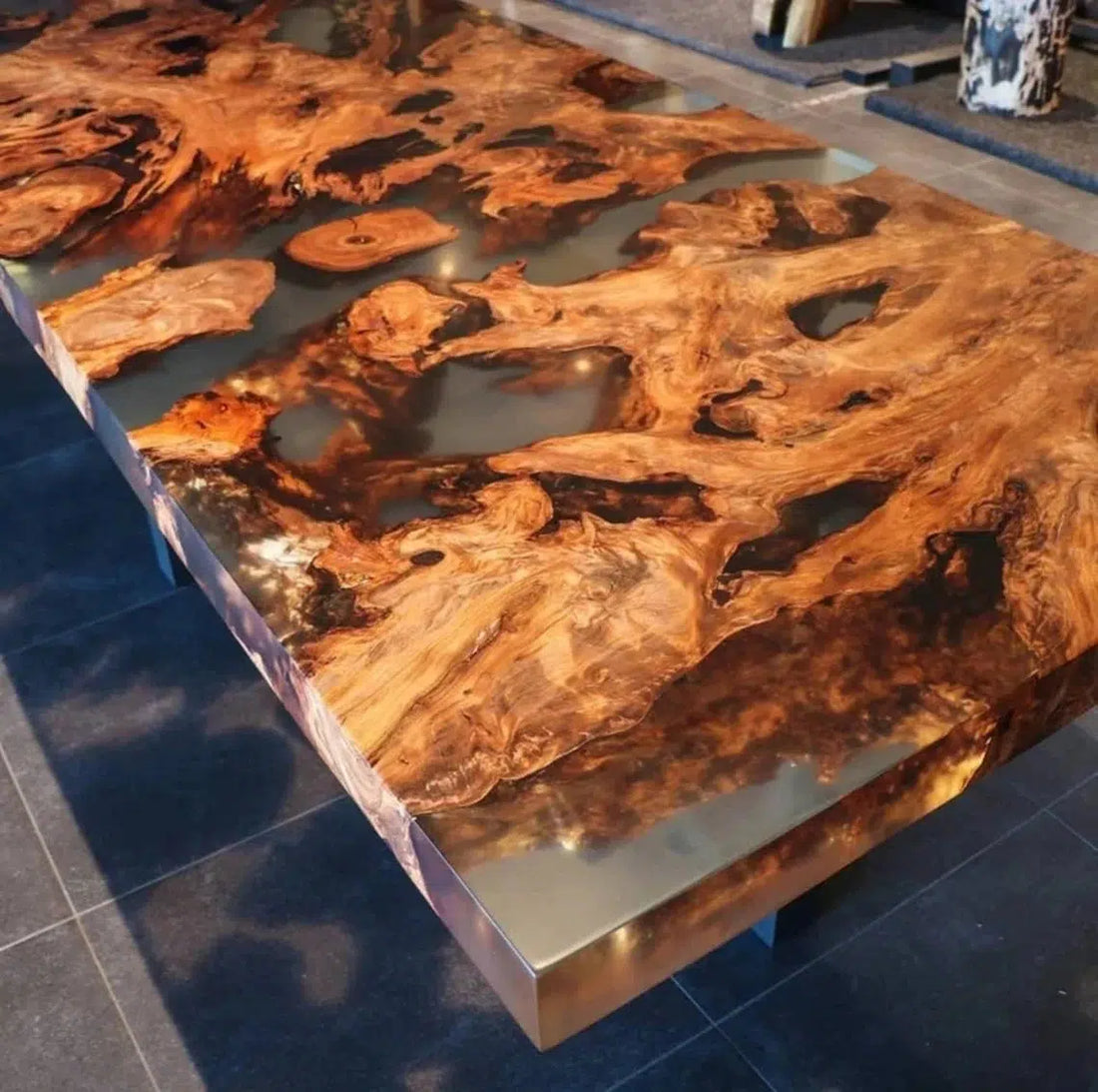 Personalized LARGE EPOXY TABLE, Resin Dining Table For 2 , 4 , 6, 8 River Dining Table Top, Wood Epoxy Coffee Table Top, Living Room Table-Tuzech store