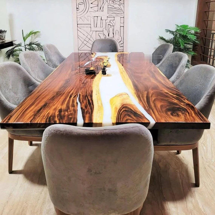 Personalized LARGE EPOXY TABLE, Resin Dining Table For 2 , 4 , 6, 8 River Dining Table Top, Wood Epoxy Coffee Table Top, Living Room Table-Tuzech store