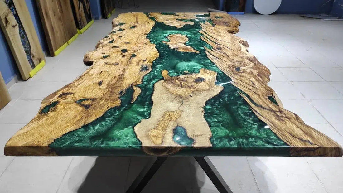 Personalized LARGE EPOXY TABLE, Resin Dining Table For 2 , 4 , 6, 8 River Dining Table Top, Wood Epoxy Coffee Table Top, Living Room Table-Tuzech store