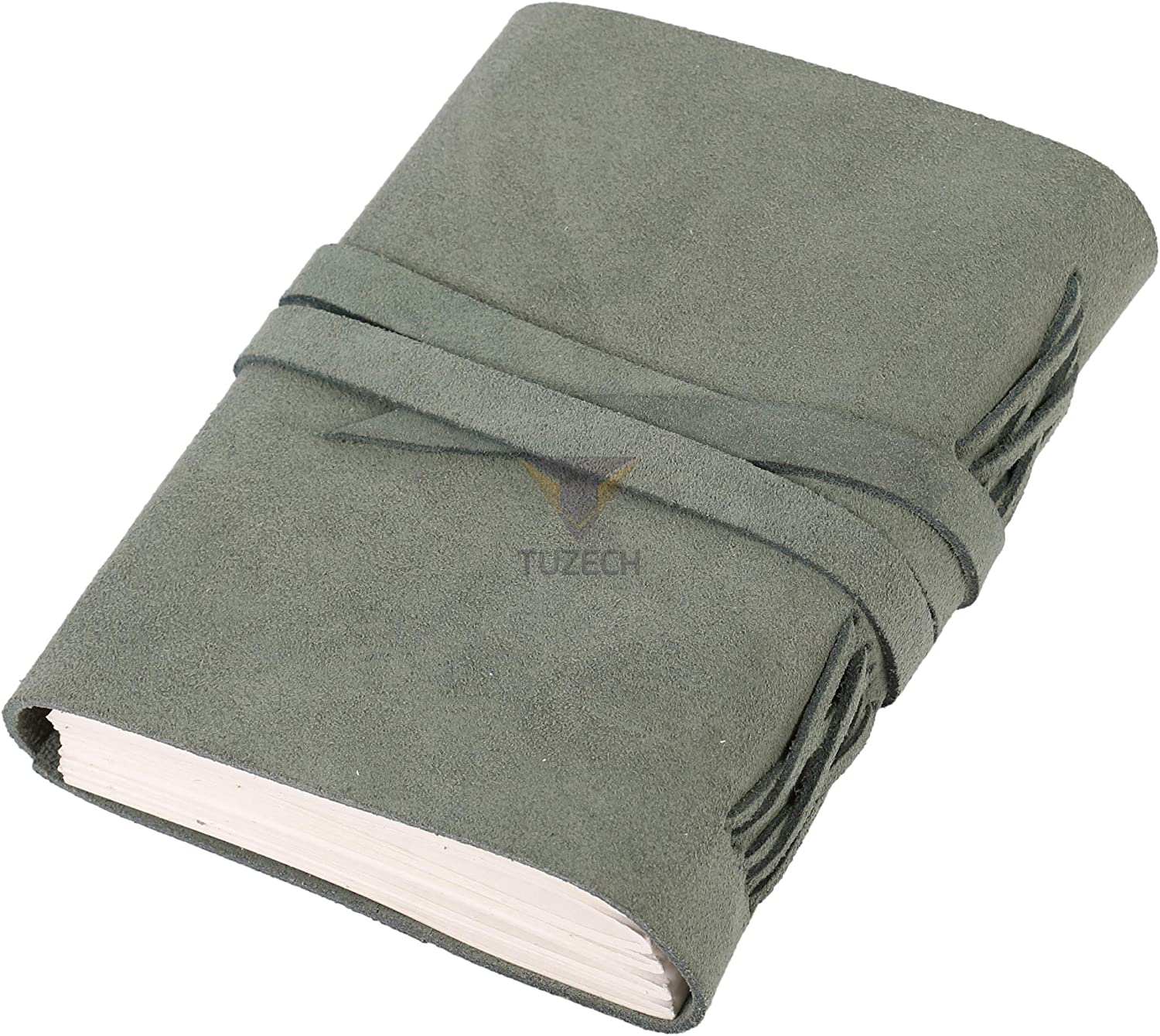 Tuzech Leather Journal Large Writing Notebook - Handmade Leather Bound Journal For Women and Men Gift For Art Sketchbook, Travel Diary And Notebooks To Write In 7 by 5 Inches (Premium Soothing Green)-Tuzech store
