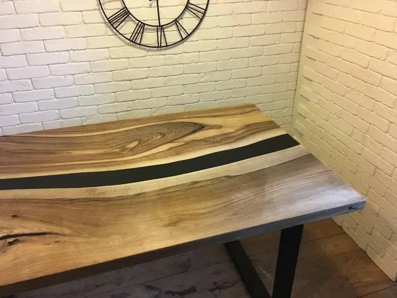 Personalized LARGE EPOXY TABLE, Resin Dining Table For 2 , 4 , 6, 8 River Dining Table Top, Wood Epoxy Coffee Table Top, Living Room Table-Tuzech store