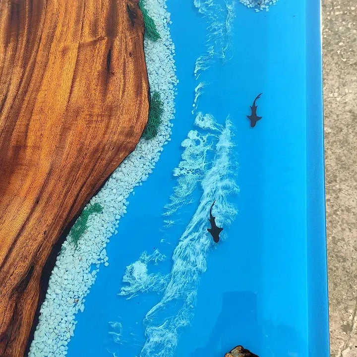 Personalized LARGE EPOXY TABLE, Resin Dining Table For 2 , 4 , 6, 8 River Dining Table Top, Wood Epoxy Coffee Table Top, Living Room Table-Tuzech store