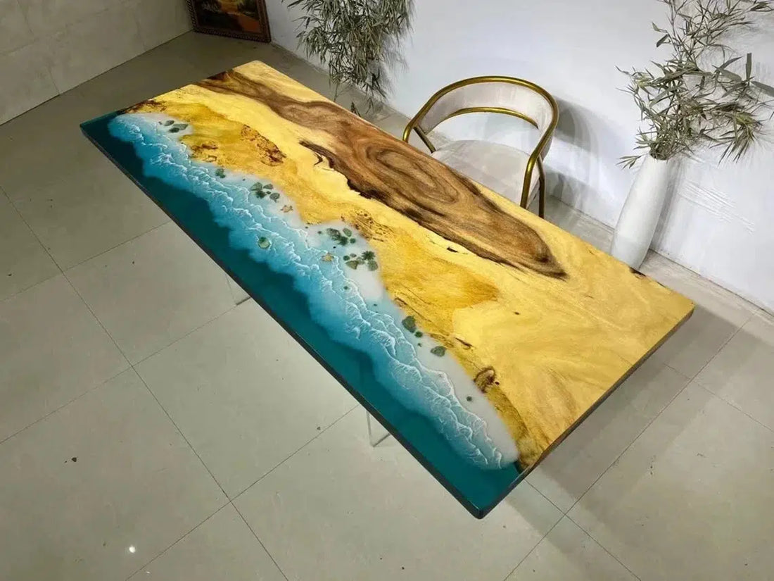 Personalized LARGE EPOXY TABLE, Resin Dining Table For 2 , 4 , 6, 8 River Dining Table Top, Wood Epoxy Coffee Table Top, Living Room Table-Tuzech store