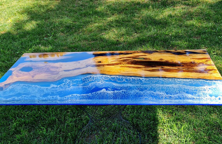 Personalized LARGE EPOXY TABLE, Resin Dining Table For 2 , 4 , 6, 8 River Dining Table Top, Wood Epoxy Coffee Table Top, Living Room Table-Tuzech store