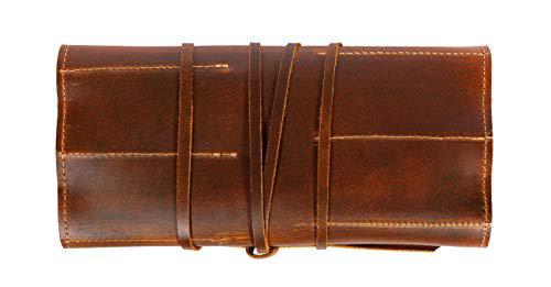 Big Tool Roll Handmade Wrench Organizer & Tool Pouch Roll Up Tool Bag for Electrician Plumber, Carpenter or Mechanic - 38.5X24.5 cm(Brown)-Tuzech store