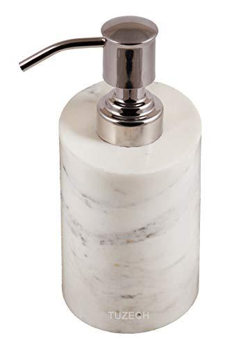 TUZECH Natural Marble Liquid Soap sanitizer Dispenser/Marble Shower Lotion Dispenser/Gel/Liquid Shampoo Lotion Dispenser Made of Genuine Indian Marble Home Decor Bathroom & Kitchen Best in Quality-Tuzech store