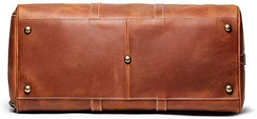 TUZECH Leather Vintage Travel Luggage Bag Men Duffel Retro Carry on Handbag Tan Brown – | Gym Sports Bag Airplane Luggage Carry-With Shoe Compartment (22 Inches)-Tuzech store
