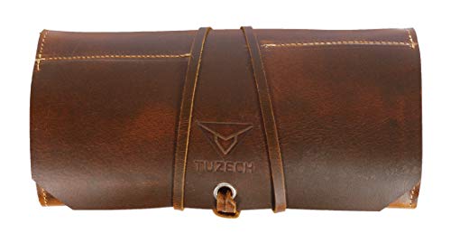 Big Tool Roll Handmade Wrench Organizer & Tool Pouch Roll Up Tool Bag for Electrician Plumber, Carpenter or Mechanic - 38.5X24.5 cm(Brown)-Tuzech store