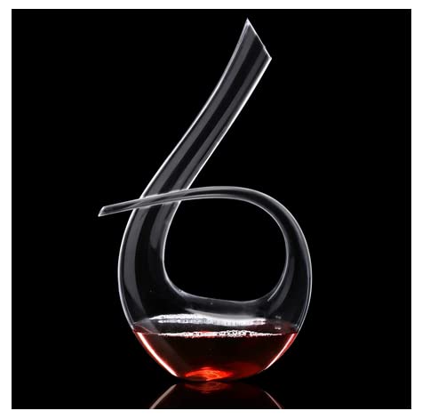 TUZECH Wine Decanter - 850ML Crystal Glass Red Wine Aerator, Purifier & Carafe for Home Bar - 100% Hand Blown Modern U Shape (High : 30CM)-Tuzech store