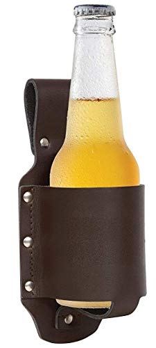 TUZECH Leather Beer & Soda Holster – Bottle & Can Waist Holder Accessory (Brown)-Tuzech store