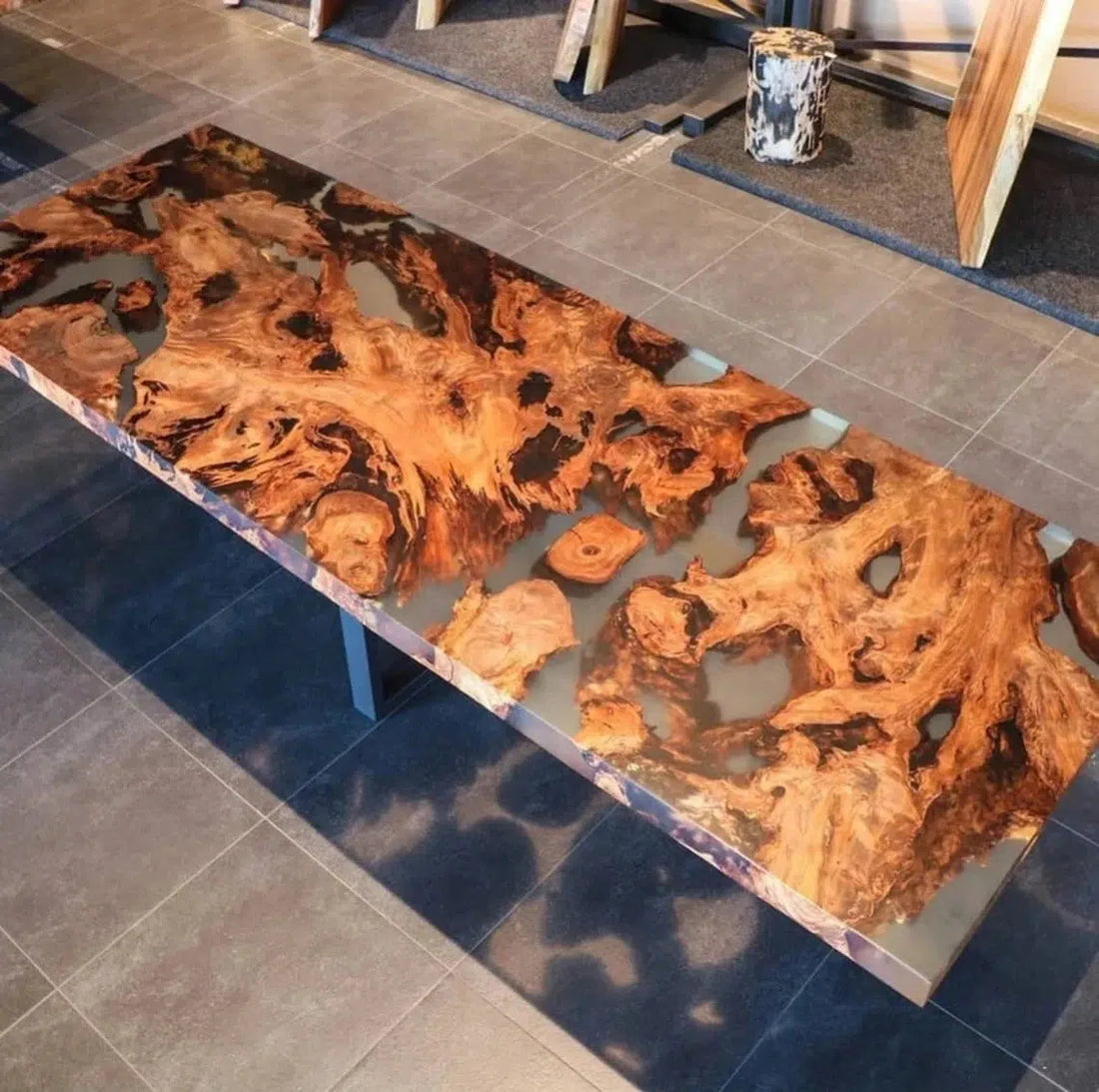 Personalized LARGE EPOXY TABLE, Resin Dining Table For 2 , 4 , 6, 8 River Dining Table Top, Wood Epoxy Coffee Table Top, Living Room Table-Tuzech store