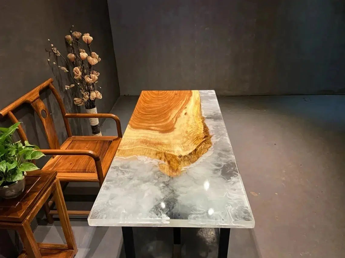 Personalized LARGE EPOXY TABLE, Resin Dining Table For 2 , 4 , 6, 8 River Dining Table Top, Wood Epoxy Coffee Table Top, Living Room Table-Tuzech store