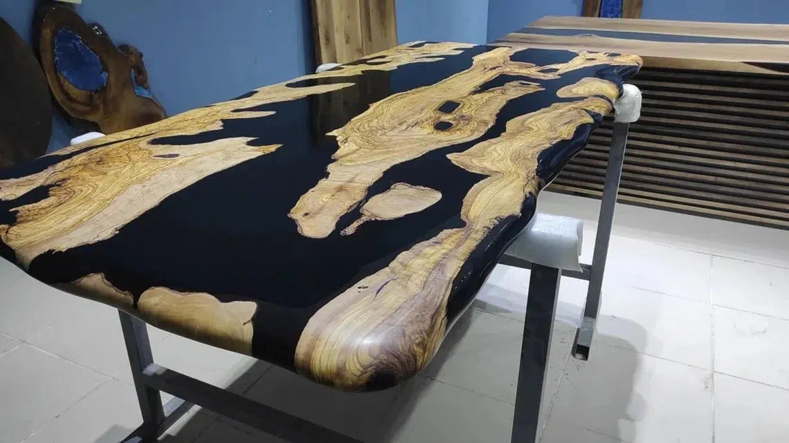 Personalized LARGE EPOXY TABLE, Resin Dining Table For 2 , 4 , 6, 8 River Dining Table Top, Wood Epoxy Coffee Table Top, Living Room Table-Tuzech store