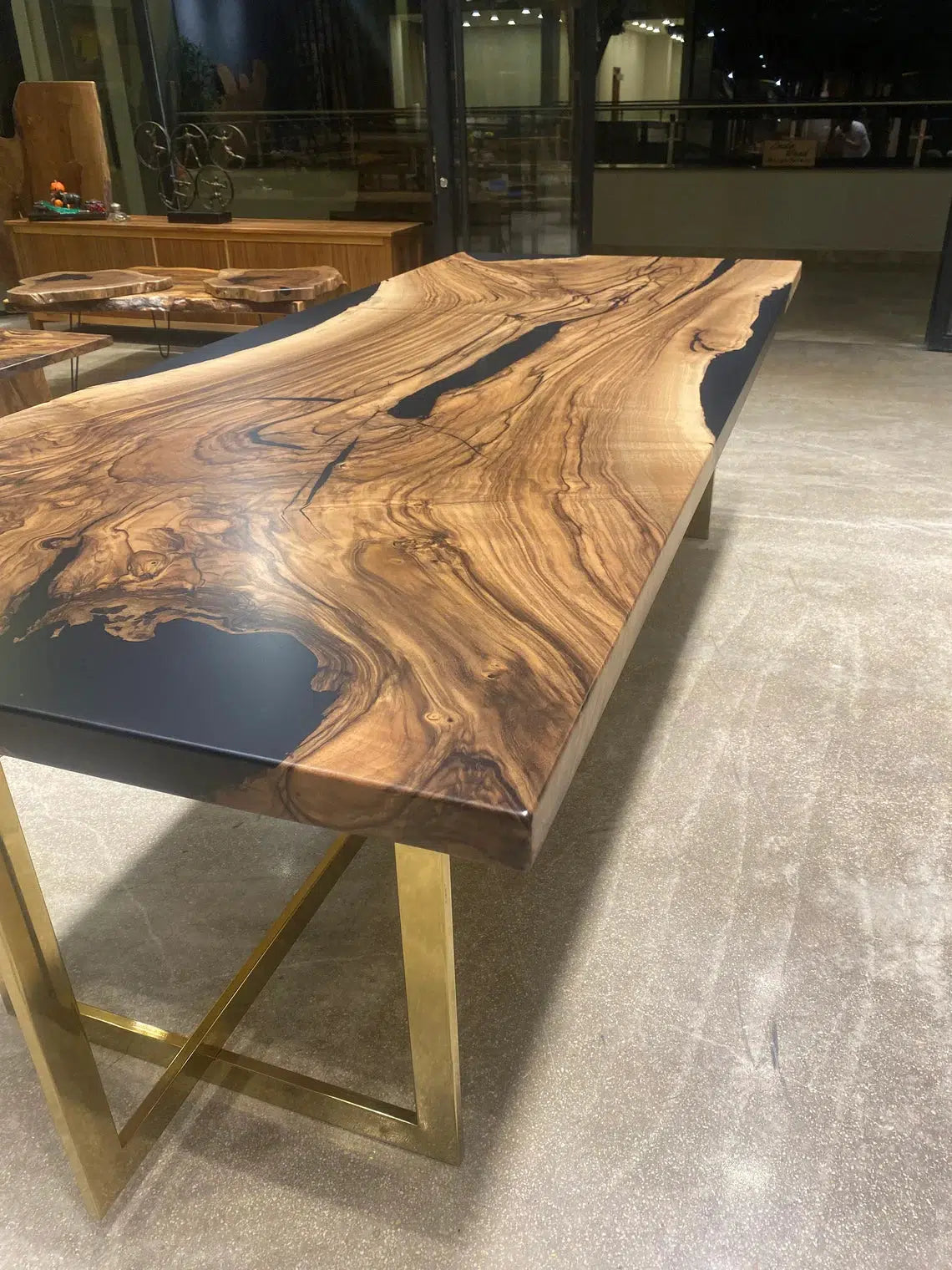 Personalized LARGE EPOXY TABLE, Resin Dining Table For 2 , 4 , 6, 8 River Dining Table Top, Wood Epoxy Coffee Table Top, Living Room Table-Tuzech store