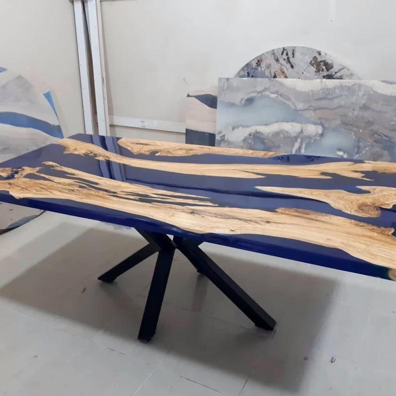 Personalized LARGE EPOXY TABLE, Resin Dining Table For 2 , 4 , 6, 8 River Dining Table Top, Wood Epoxy Coffee Table Top, Living Room Table-Tuzech store