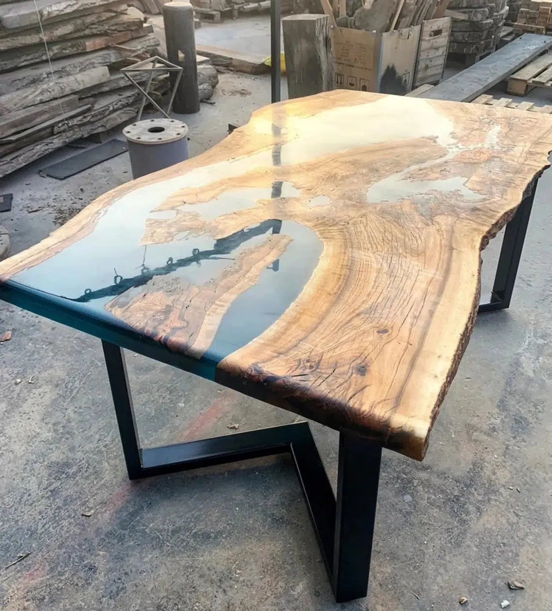 Personalized LARGE EPOXY TABLE, Resin Dining Table For 2 , 4 , 6, 8 River Dining Table Top, Wood Epoxy Coffee Table Top, Living Room Table-Tuzech store