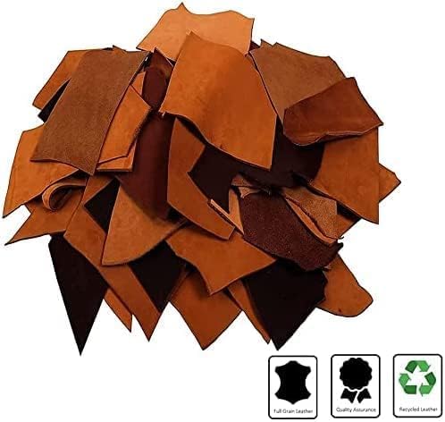 TUZECH Leather Scrap Crafts 1 lbs Leather Scrap - Large Pieces of Full Grain Leather Cowhide Remnants Bag - Design & Make Crafts