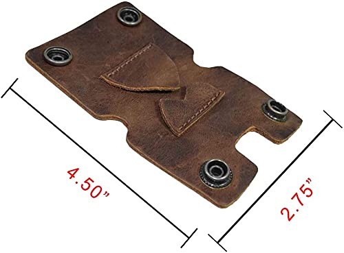 Tuzech Leather Cord Keeper (Cord Clam) Cord Snap Wrap Headphone Wrap Tangle Free Cord Sandwich Handmade Brown Color