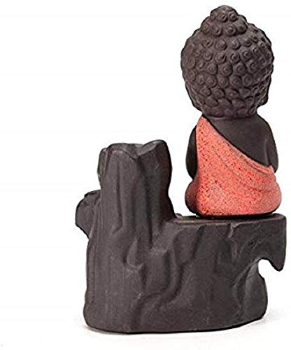 Tuzech Meditating Monk Buddha Smoke Back Flow Incense Holder Decorative Showpiece (Free Incense 10 Piece)-Tuzech store